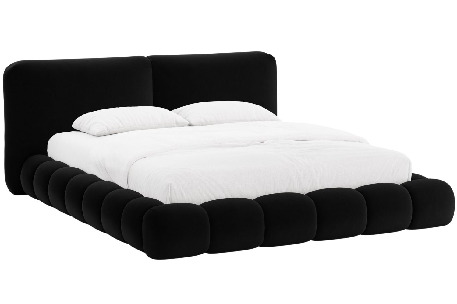 Černá sametová dvoulůžková postel MICADONI Solange 180 x 200 cm
