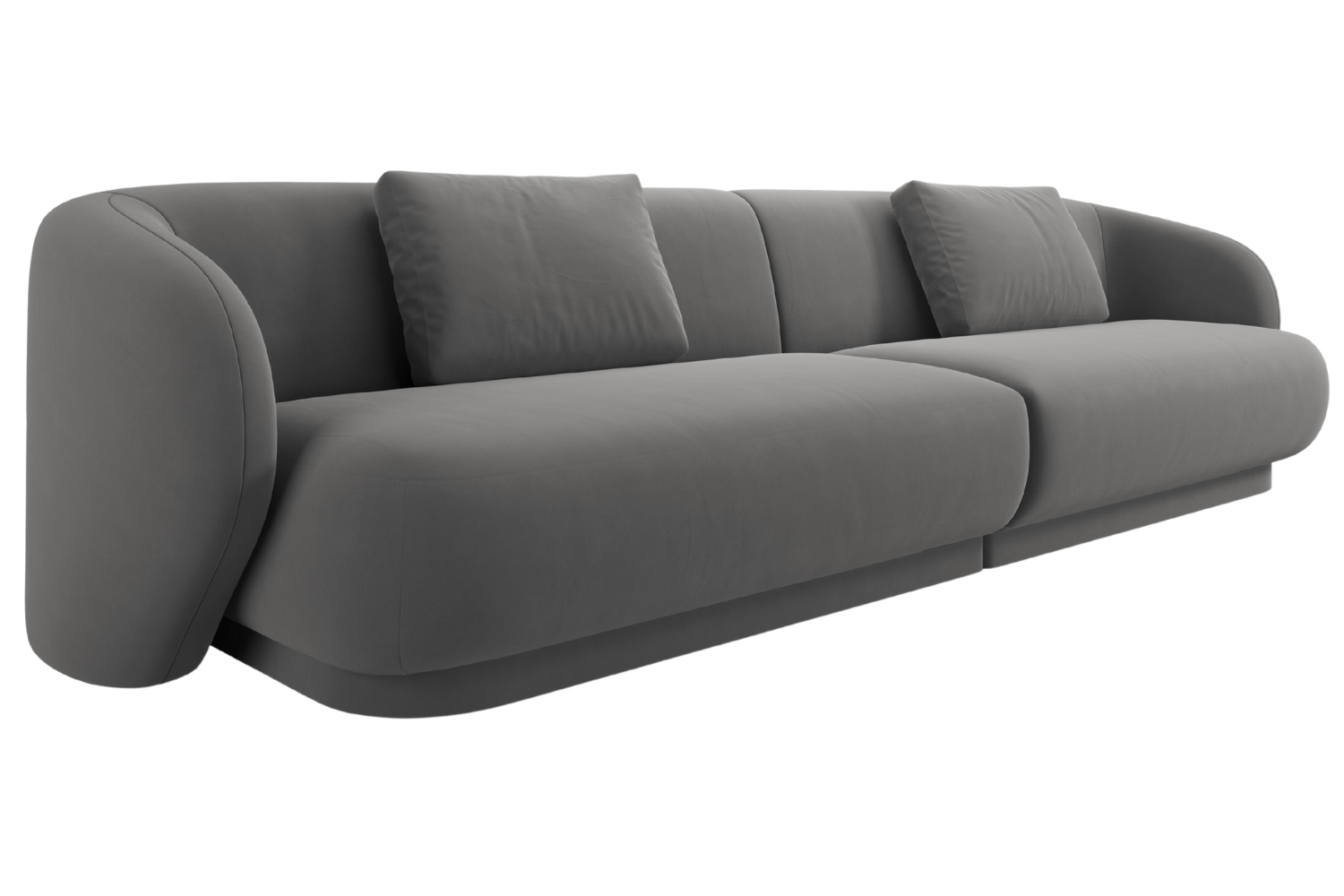 Cosmopolitan Design Šedá sametová čtyřmístná pohovka Camden 304 cm