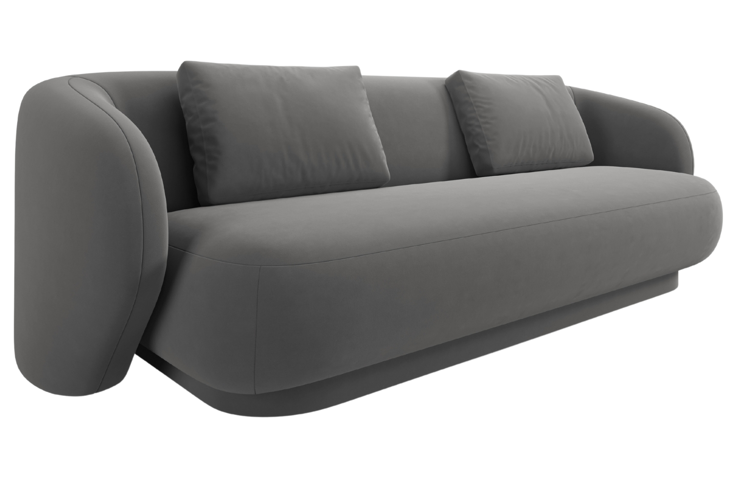 Cosmopolitan Design Šedá sametová trojmístná pohovka Camden 204 cm