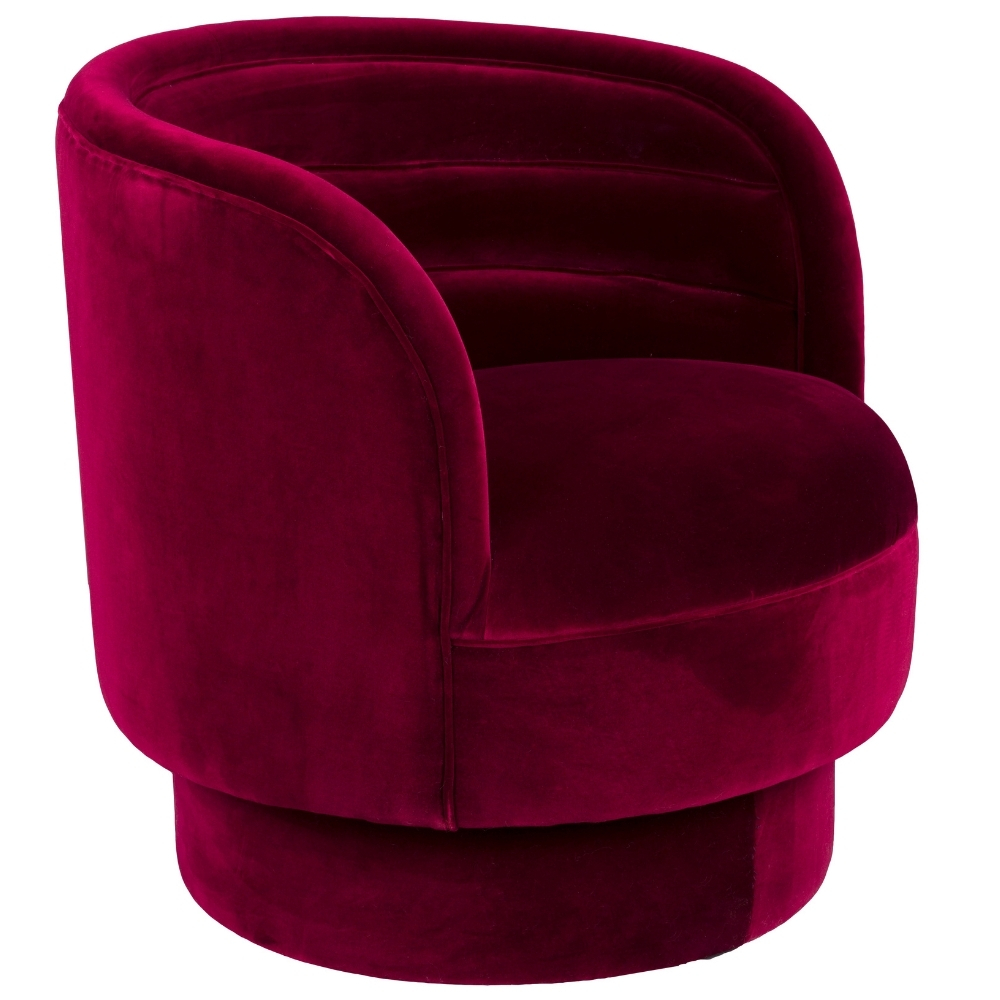 Dutchbone Fialové sametové otočné křeslo DOROTHY