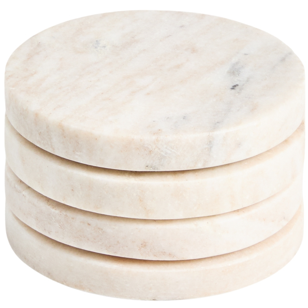 Kave Home Set čtyř béžových mramorových podtácků Nuvir
