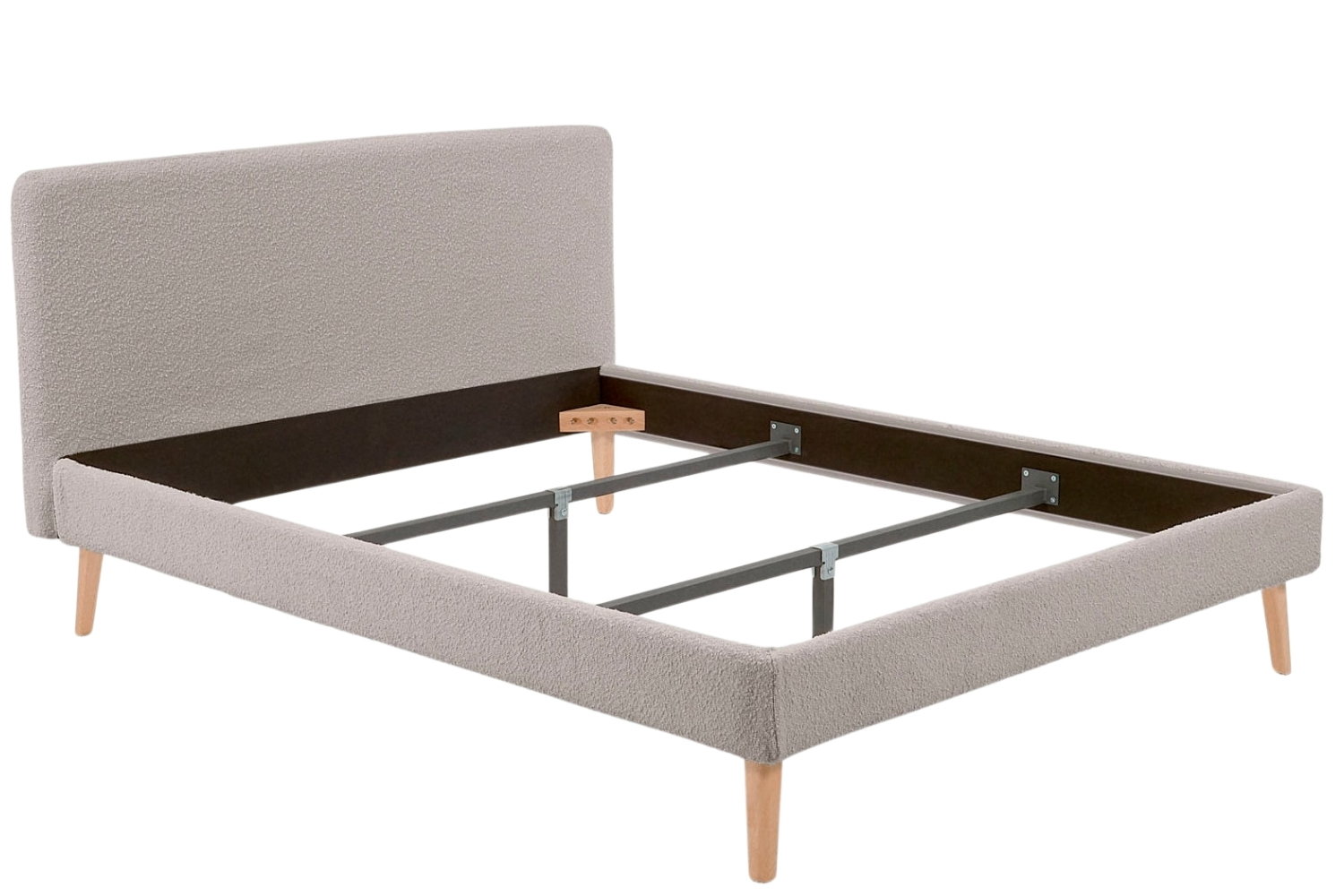 Kave Home Světle šedá bouclé dvoulůžková postel Dyla 160 x 200 cm