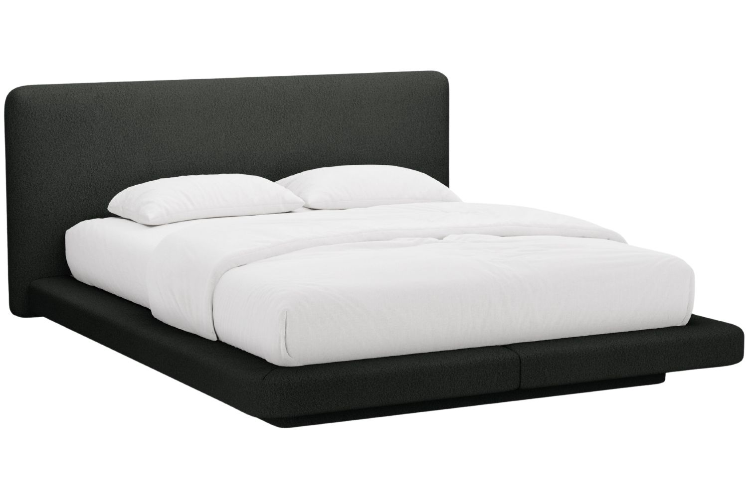 Micadoni Černá bouclé dvoulůžková postel Linea 160 x 200 cm