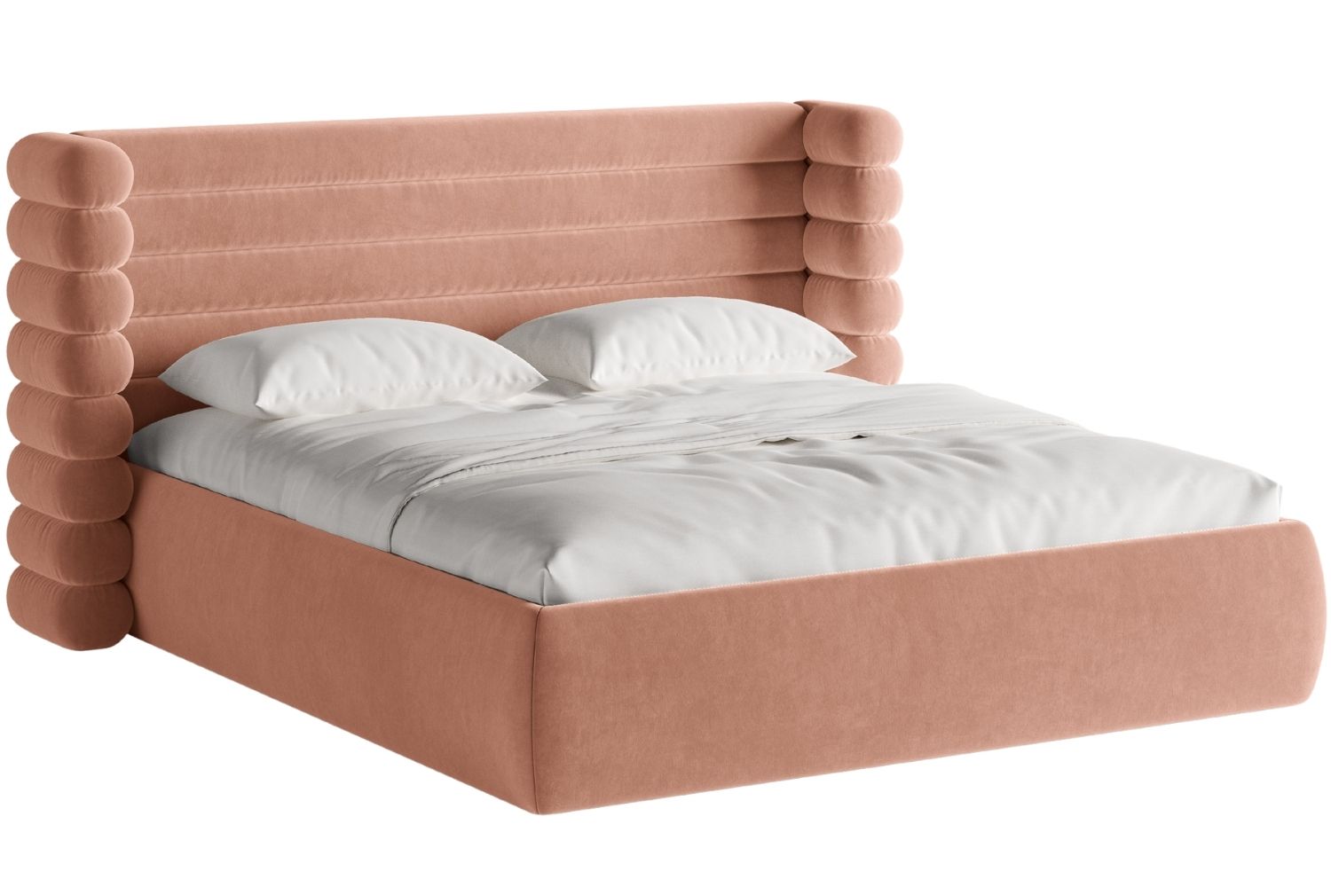 Micadoni Růžová sametová dvoulůžková postel Mount 180 x 200 cm