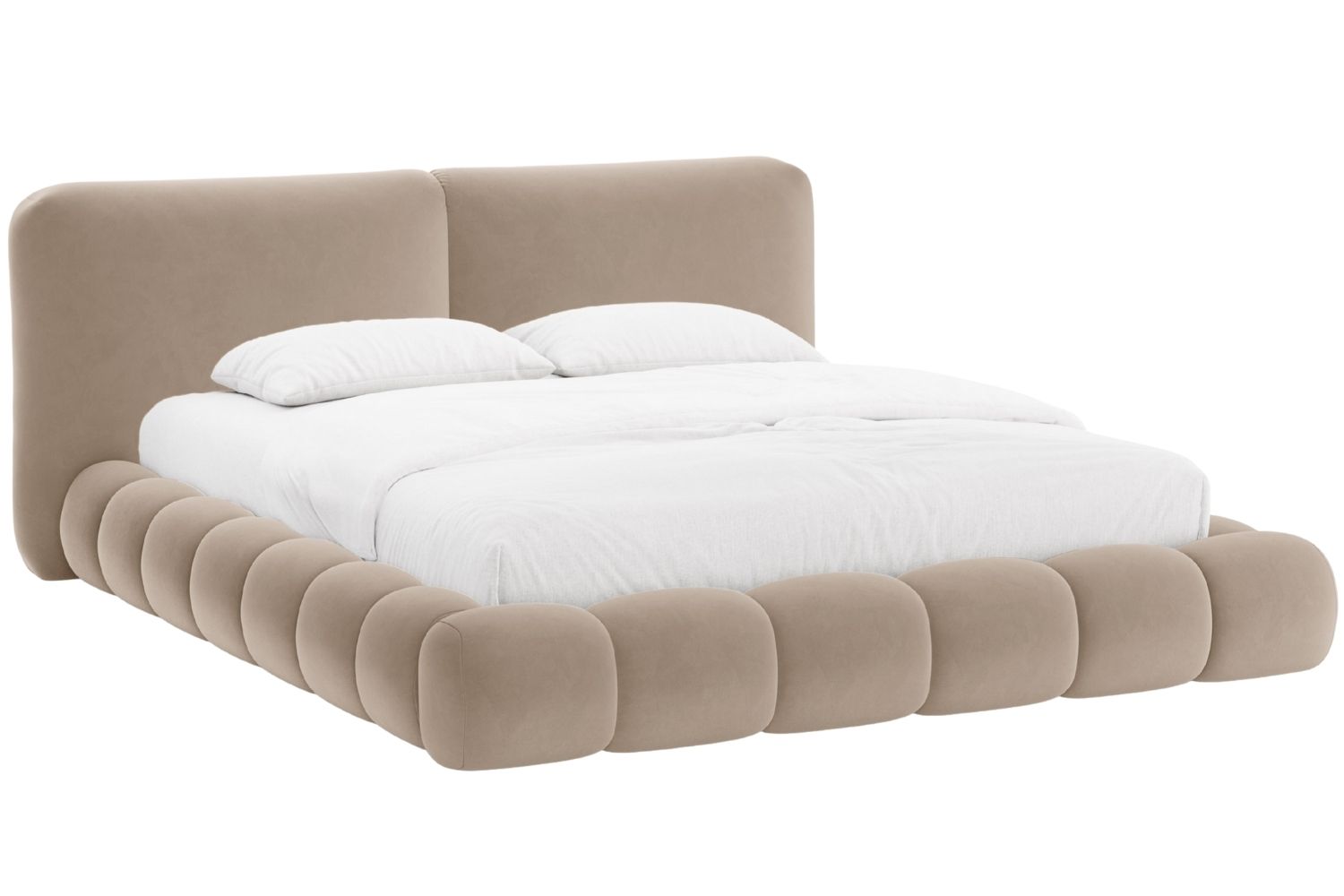 Tmavě béžová sametová dvoulůžková postel MICADONI Solange 160 x 200 cm
