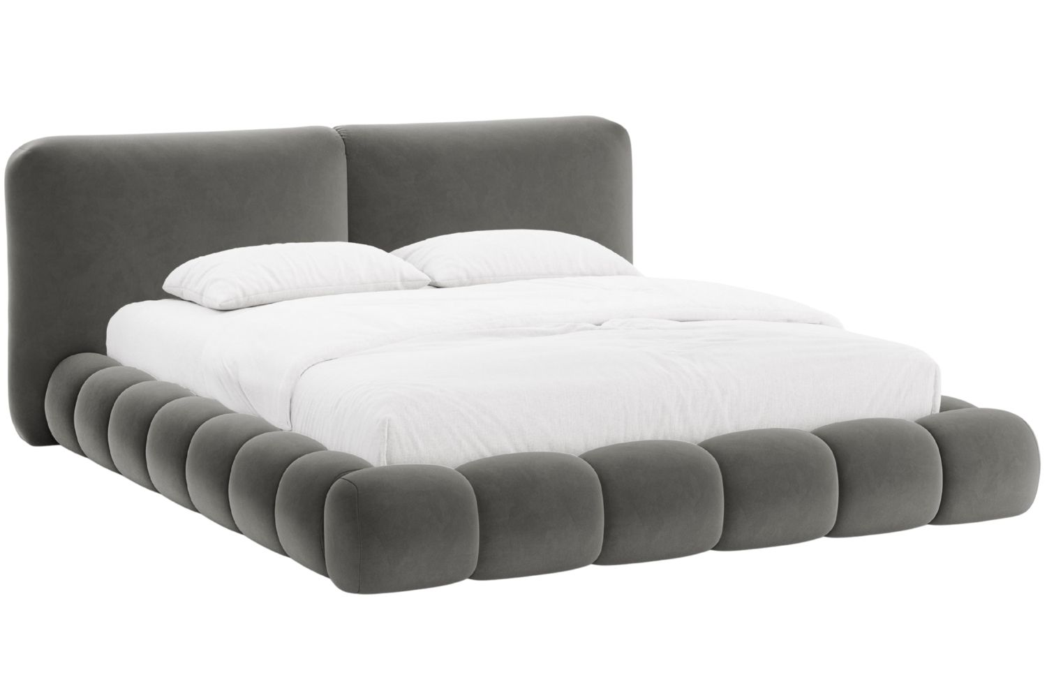 Tmavě šedá sametová dvoulůžková postel MICADONI Solange 160 x 200 cm