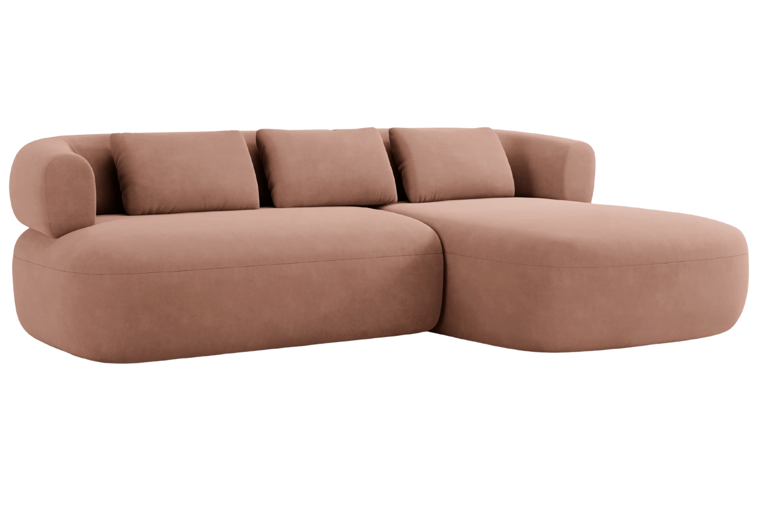 Windsor & Co Růžová sametová rohová pohovka Aldrin 225 cm