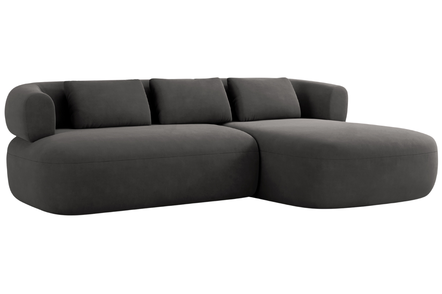 Windsor & Co Tmavě šedá sametová rohová pohovka Aldrin 225 cm