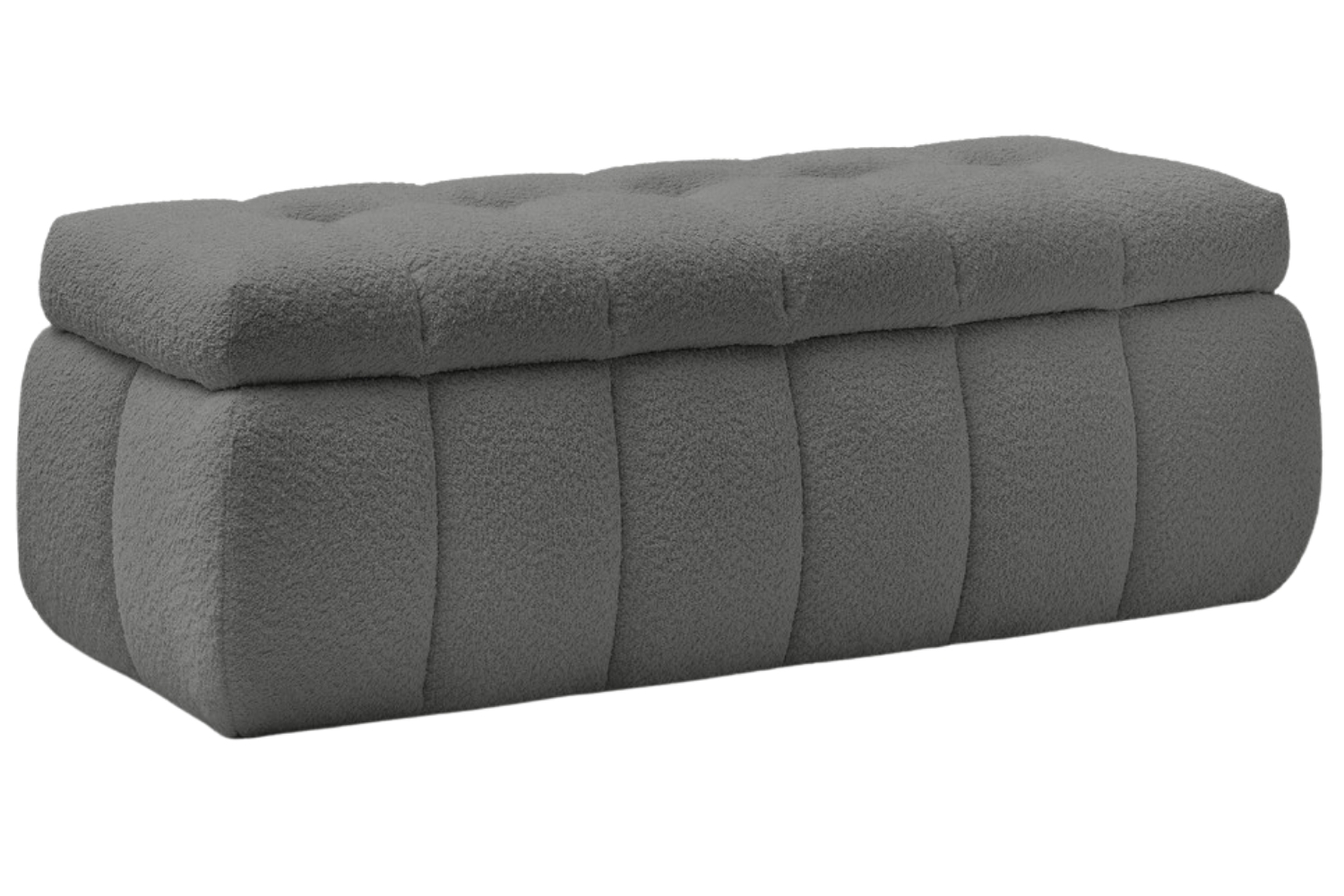 Bobochic Paris Tmavě šedá bouclé lavice Mont-Blanc 144 cm s úložným prostorem