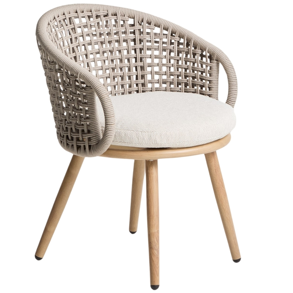 Kave Home Béžovošedá zahradní židle Lidario s výpletem