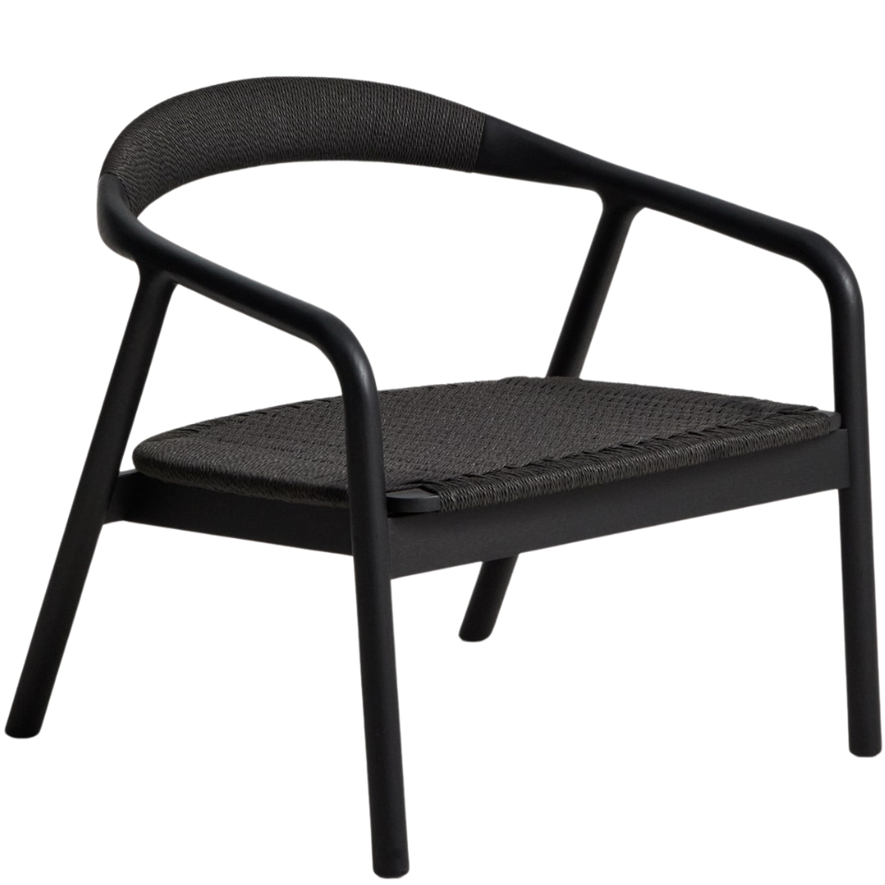 Kave Home Černé křeslo Derile s výpletem