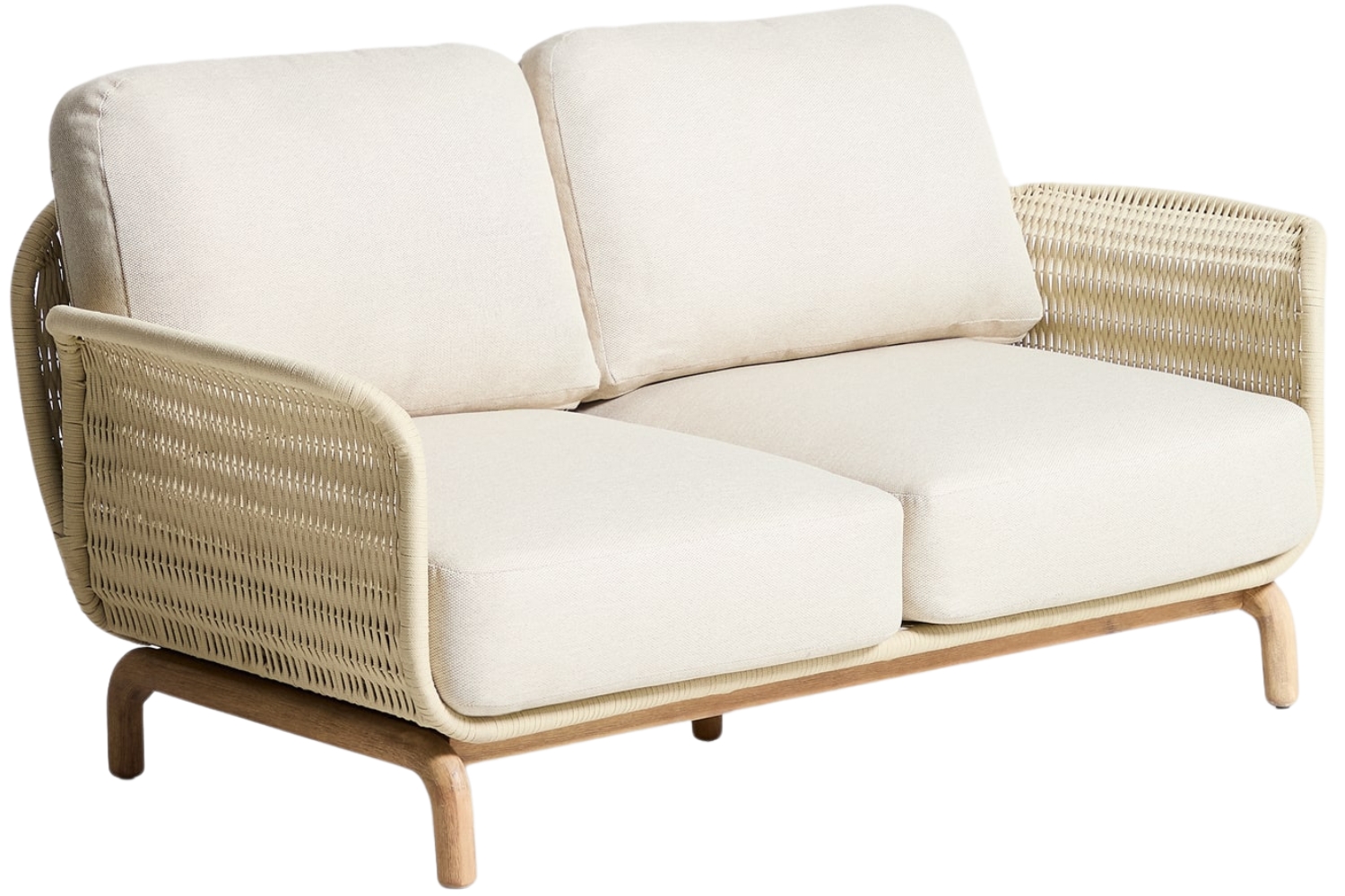 Kave Home Dřevěná zahardní pohovka Alipa 165 cm s tmavě šedým výpletem