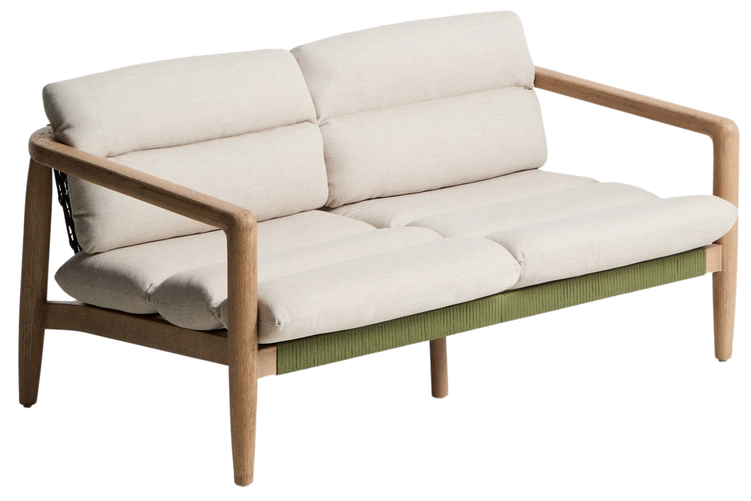 Kave Home Dřevěná zahradní pohovka Menfi 136 cm s polštáři a výpletem