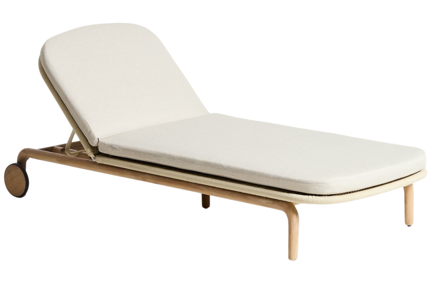 Kave Home Dřevěné zahradní lehátko Alipa s béžovým výpletem