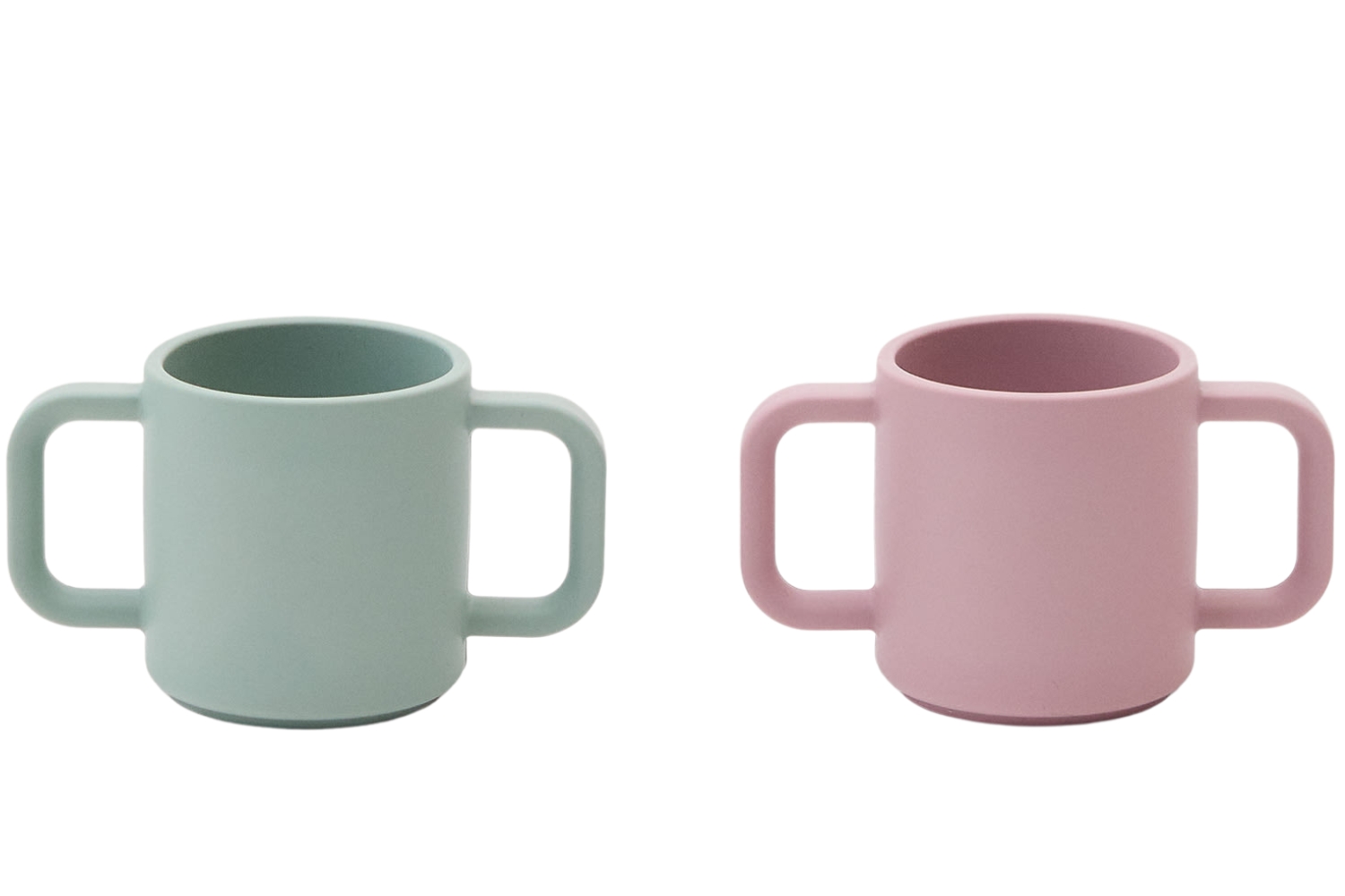 Kave Home Růžovo-zelený set dvou silikonových hrnků Lili 180 ml