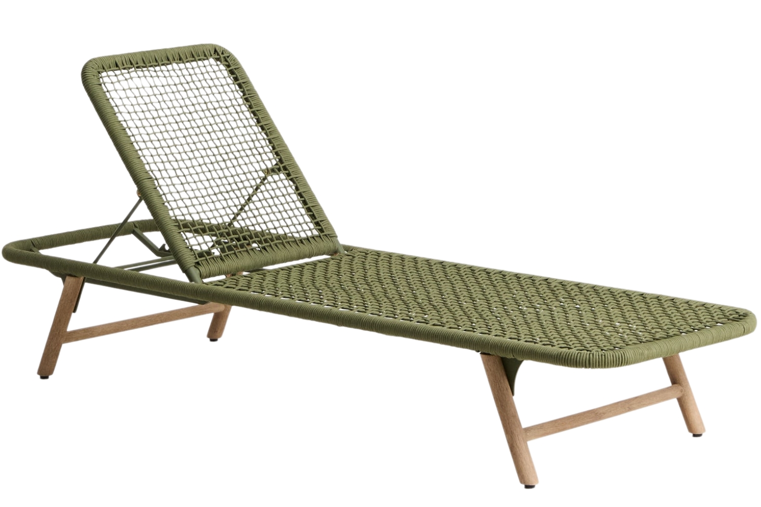 Kave Home Zelené zahradní lehátko Dandara s dřevěnou podnoží