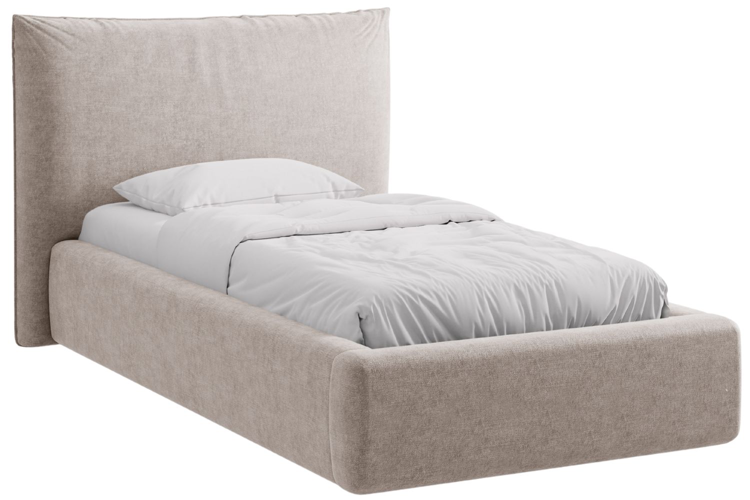 Micadoni Béžová žinylková jednolůžková postel Kaelle 90 x 200 cm s úložným prostorem