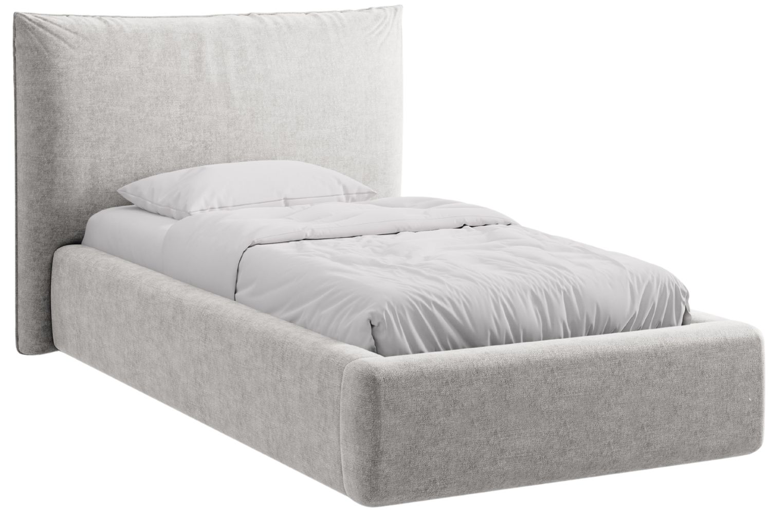 Micadoni Světle šedá žinylková jednolůžková postel Kaelle 90 x 200 cm s úložným prostorem