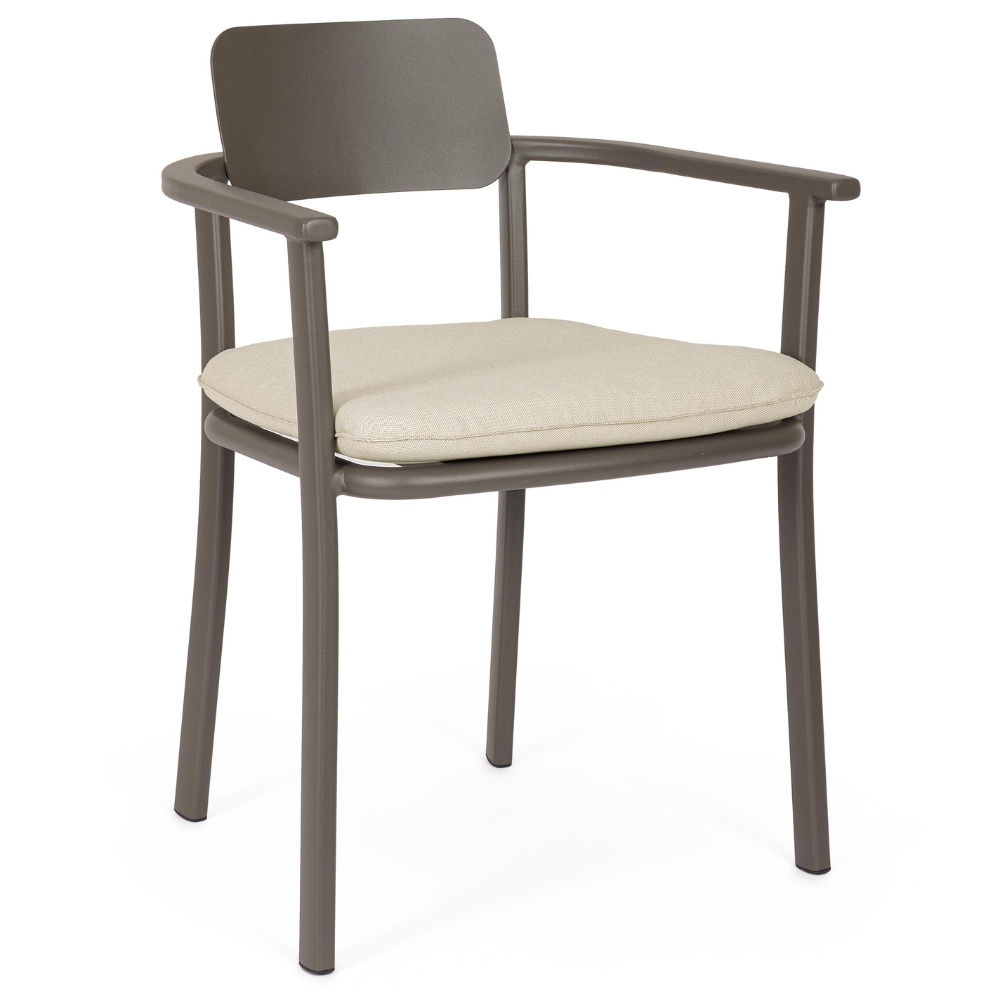 Bizzotto Hnědá kovová zahradní židle s područkami Makena