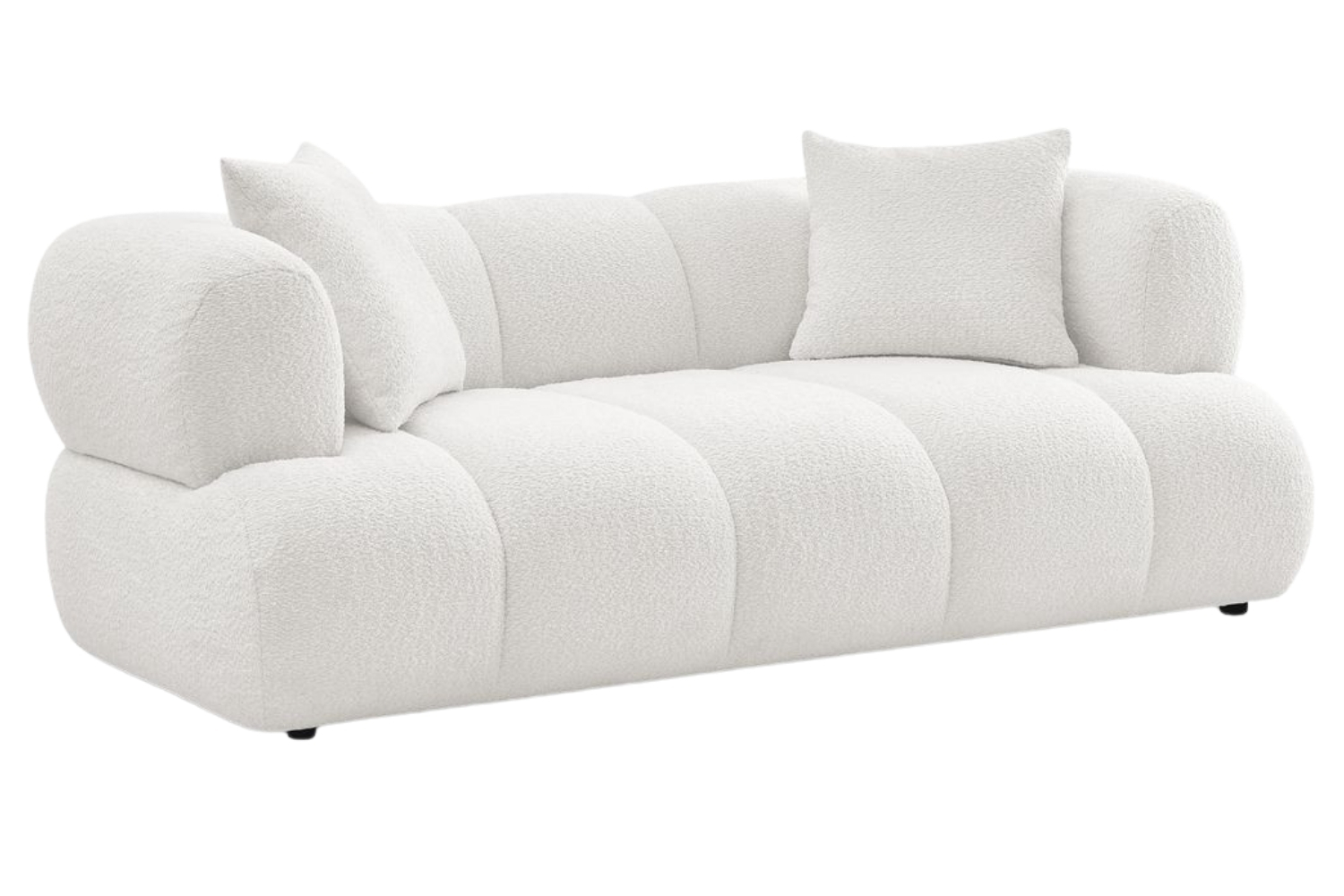 Bobochic Paris Bílá bouclé dvoumístná pohovka Pamira 210 cm