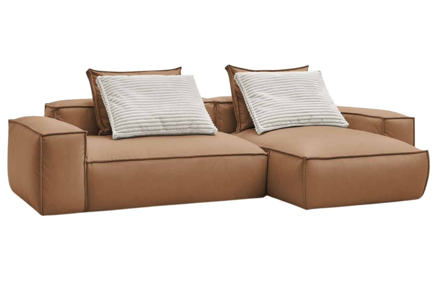 Bobochic Paris Světle hnědá koženková rohová pohovka Boheme 302 cm