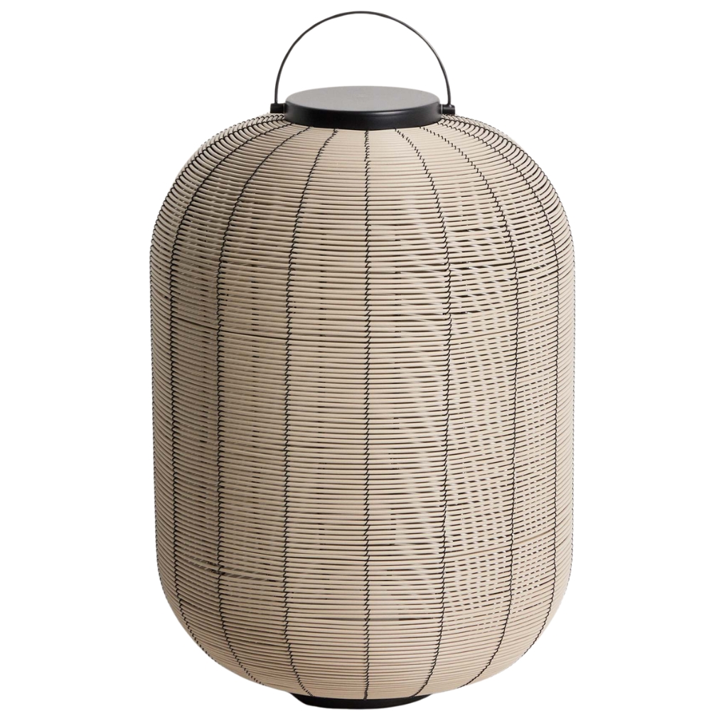 Kave Home Béžová zahradní LED lampa z umělého ratanu Saranella 55 cm