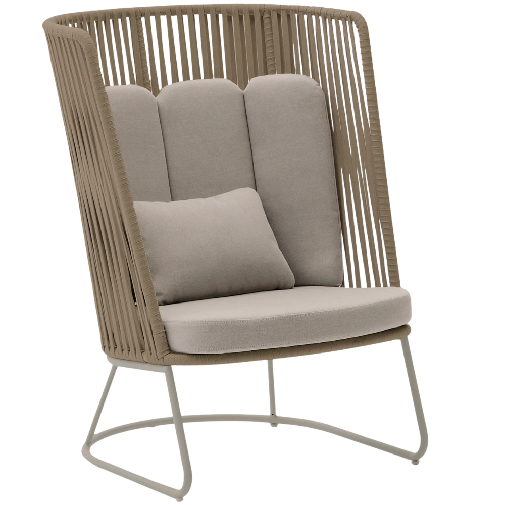 Kave Home Béžové kovové vysoké zahradní křeslo Saconca