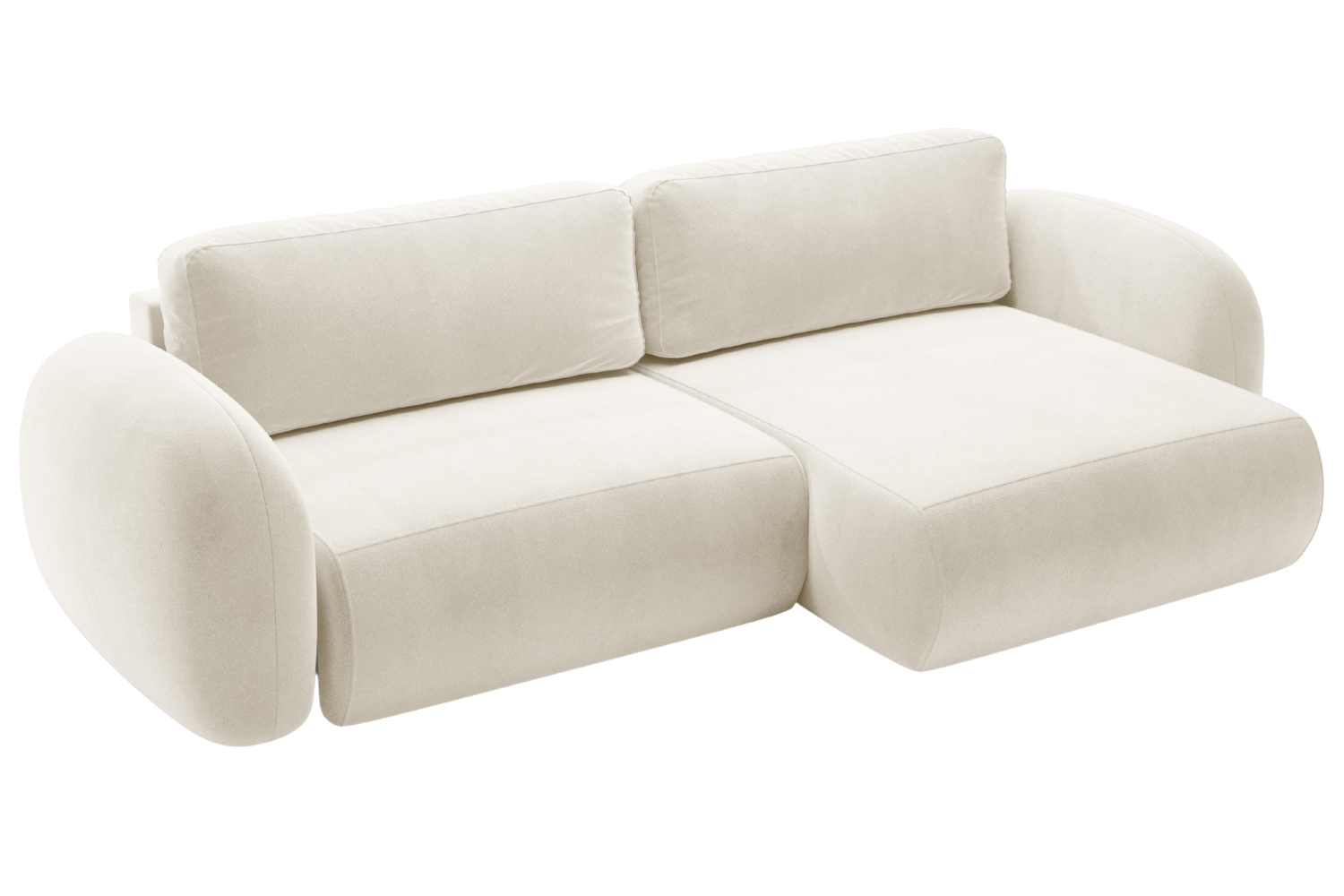 Maison Heritage Krémově bílá sametová rozkládací pohovka Kora 262 cm