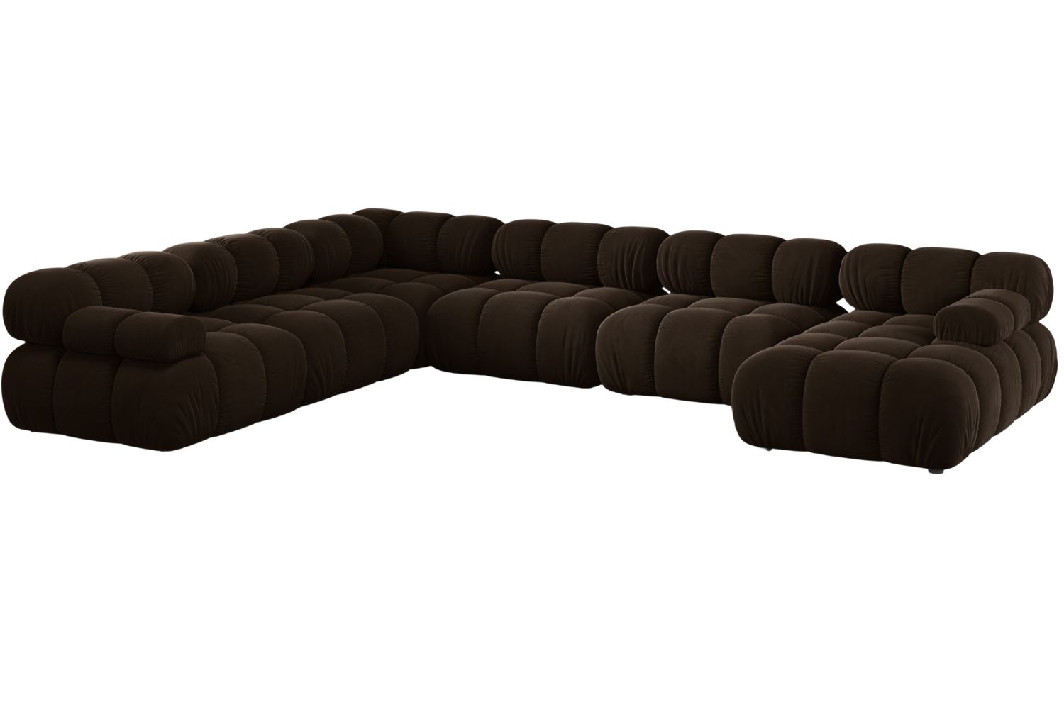 Micadoni Hnědá sametová rohová pohovka Bellis 376 cm