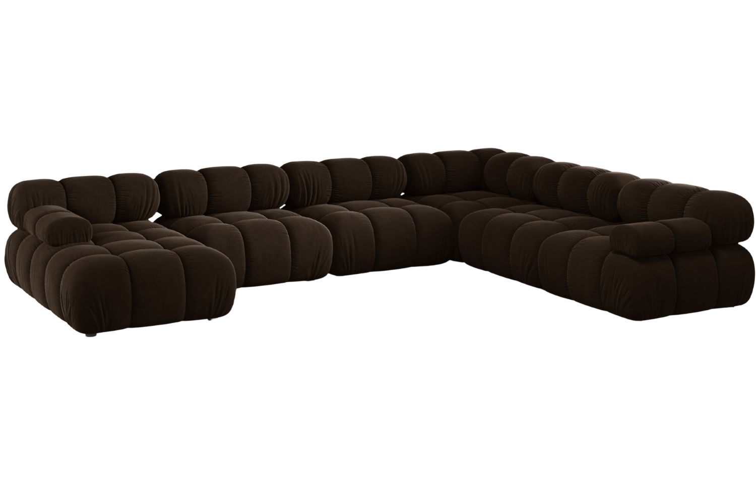 Micadoni Hnědá sametová rohová pohovka Bellis 376 cm