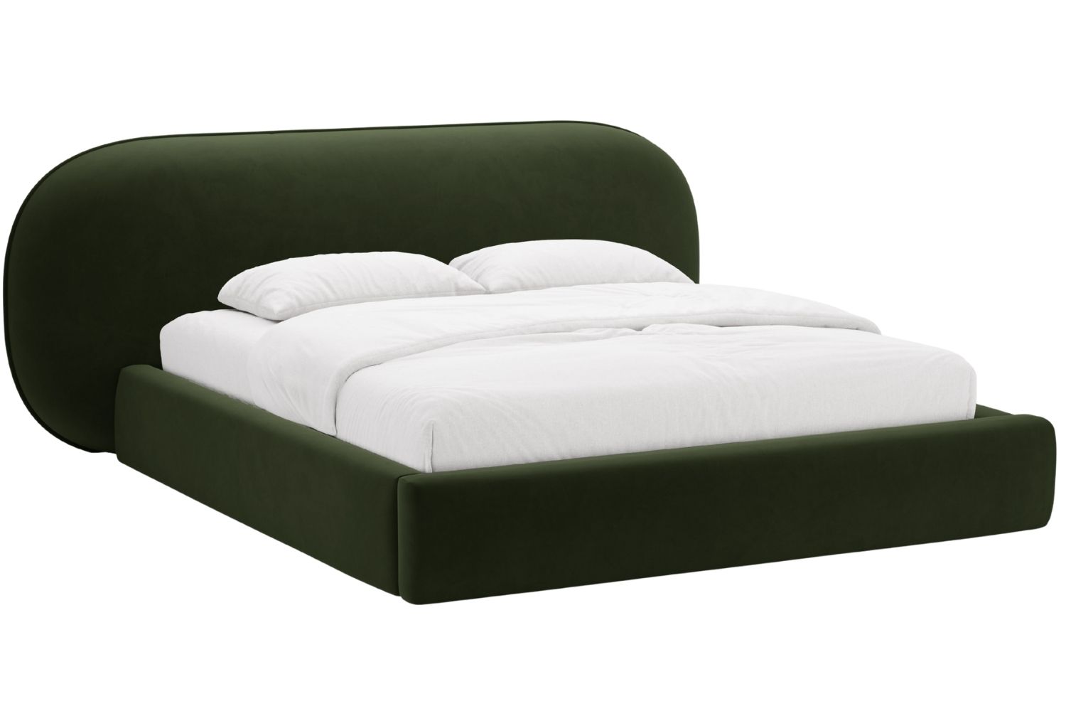 Micadoni Tmavě zelená sametová dvoulůžková postel Ovalo 180 x 200 cm s úložným prostorem