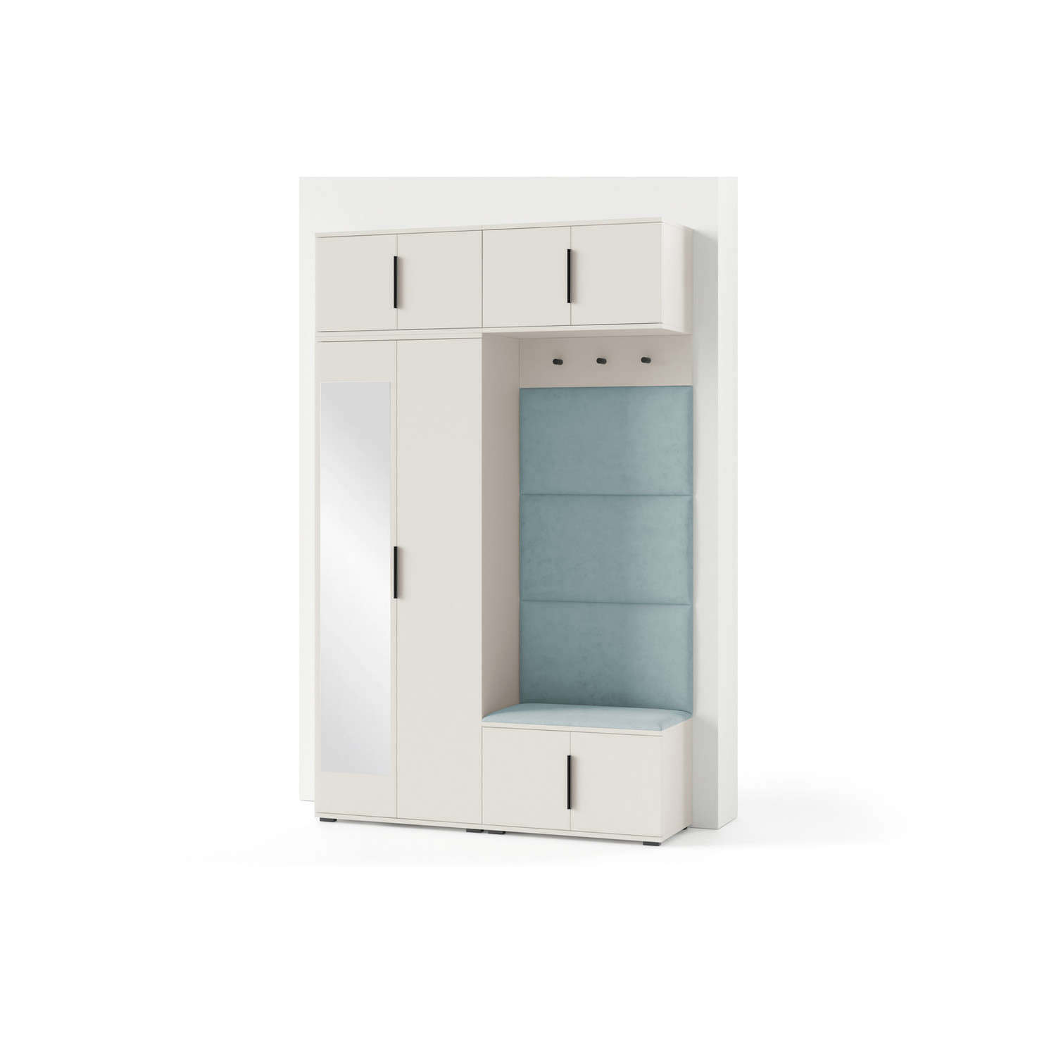 Předsíňová stěna BIANCO I Se zrcadlem Modrá