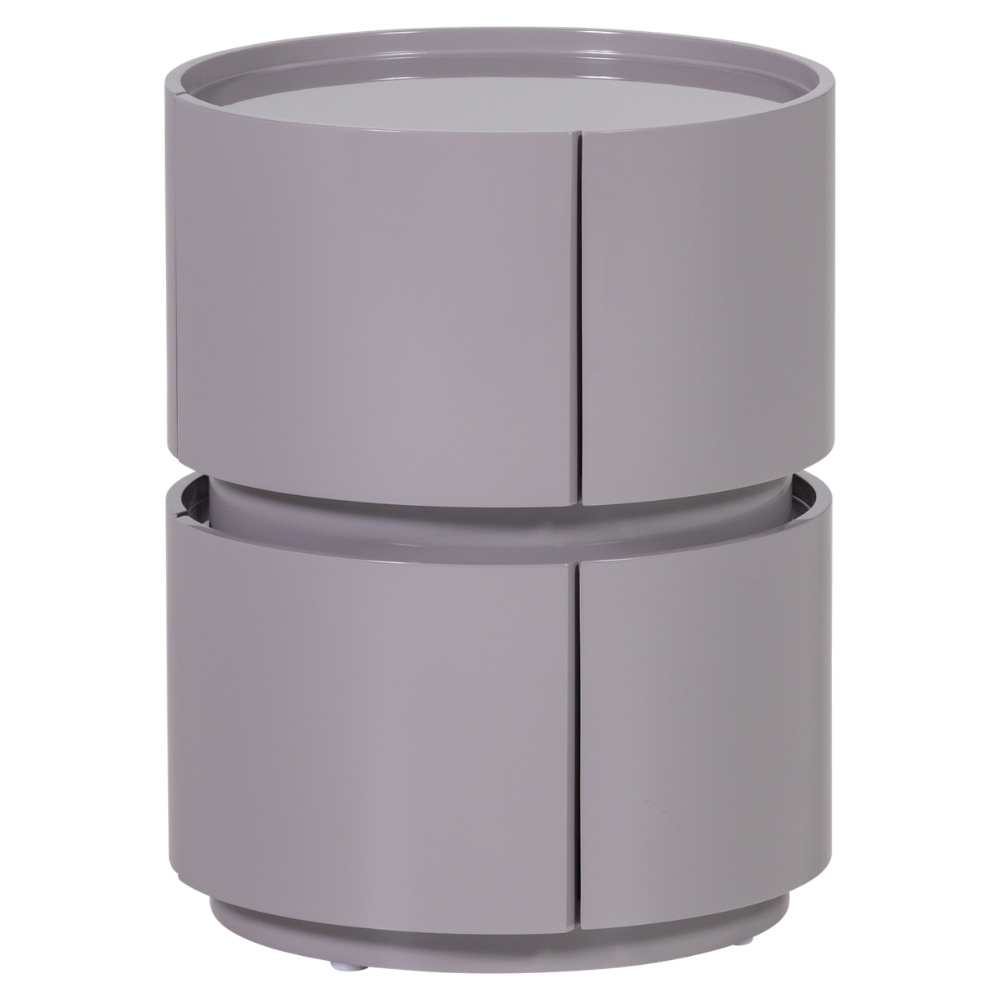 WOOOD Šedý lakovaný noční stolek Lunex ø 40 cm